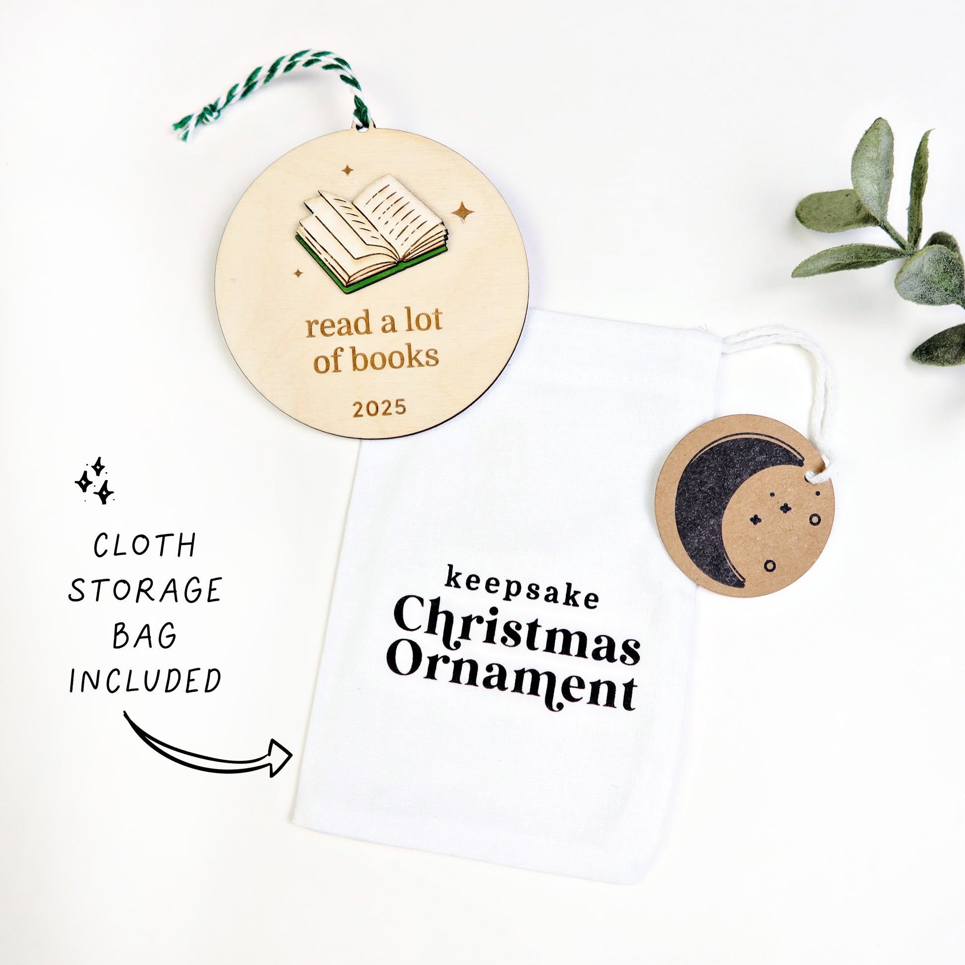 Wood Engraved Walking Goal Keepsake Christmas Ornament 2025 handmade by Moon Rock Prints includes cloth ornament storage bag