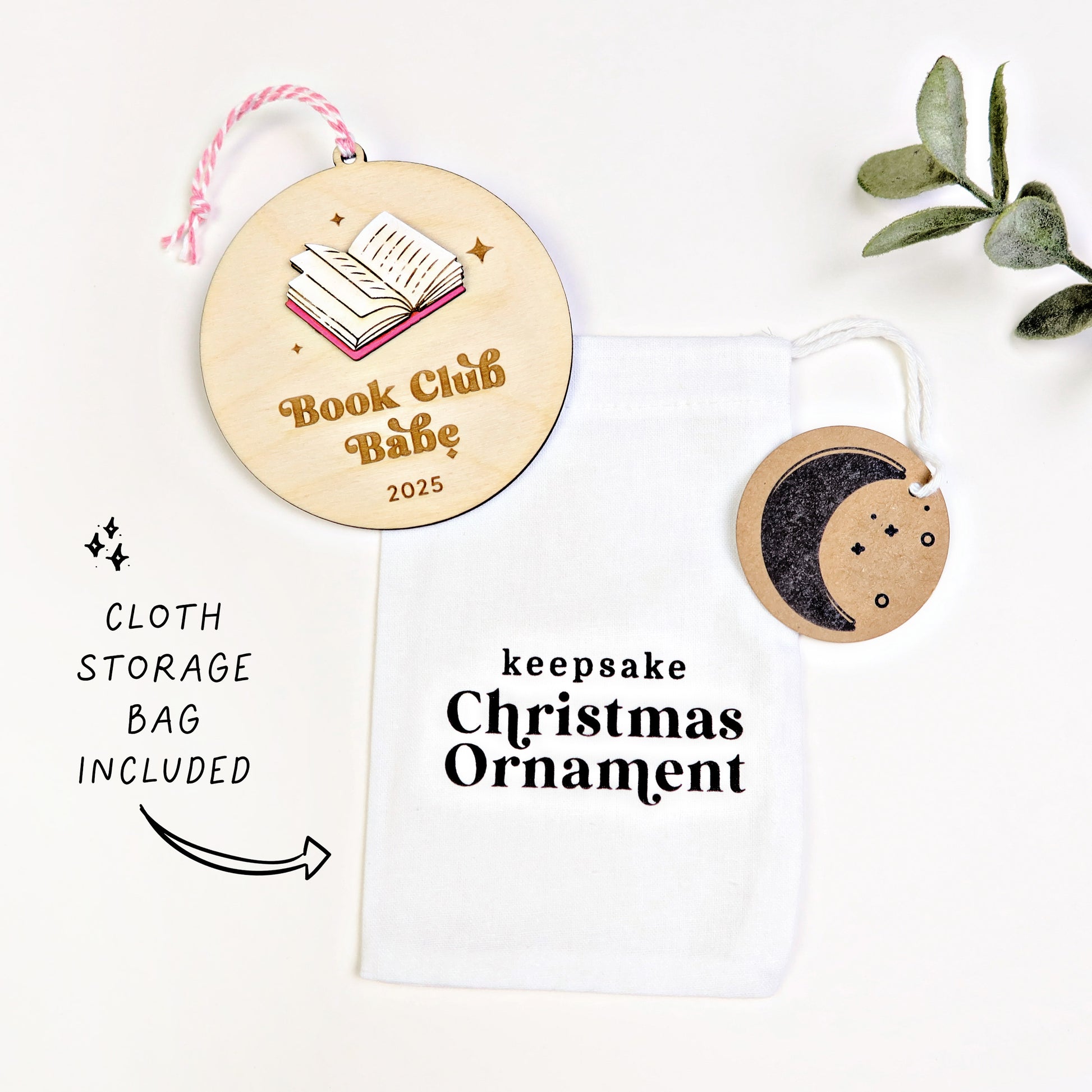 Wood Engraved Walking Goal Keepsake Christmas Ornament 2025 handmade by Moon Rock Prints includes keepsake ornament storage bag