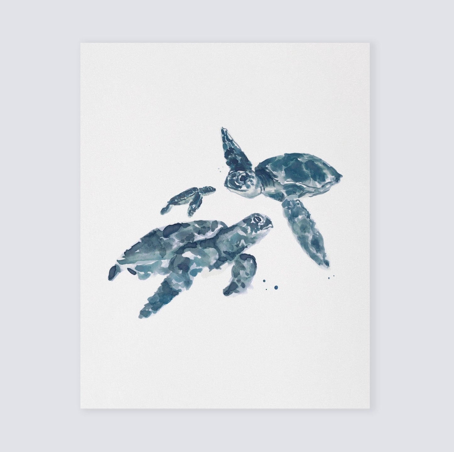Blue Ocean Animals Watercolor Art Print Set of 3 - Art Prints - Moon Rock Prints