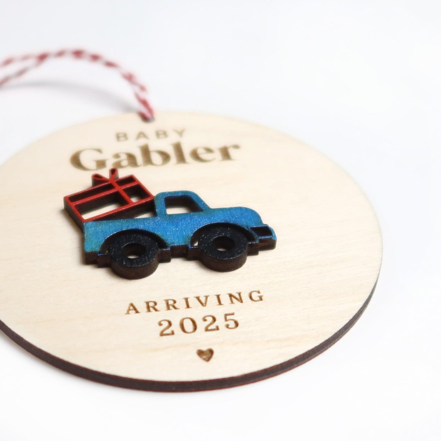 Blue Truck Pregnancy Announcement Ornament - Holiday Ornaments - Moon Rock Prints