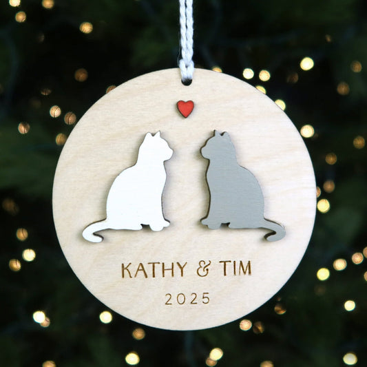 Cat Couple Personalized Ornament - Holiday Ornaments - Moon Rock Prints