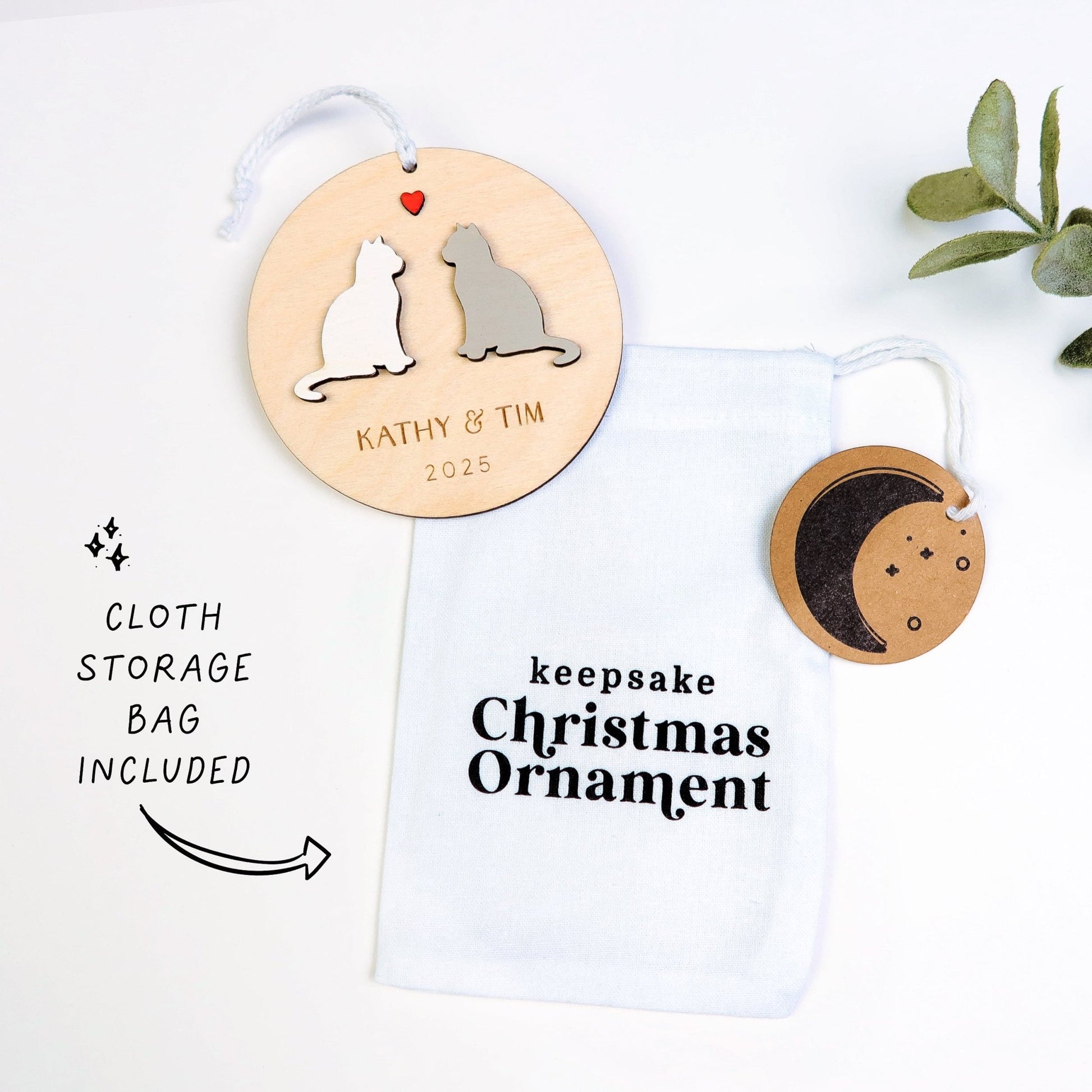 Cat Couple Personalized Ornament - Holiday Ornaments - Moon Rock Prints