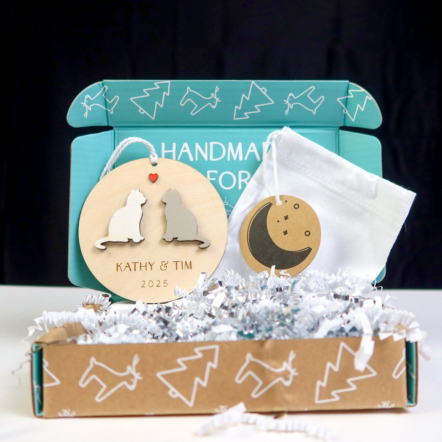 Cat Couple Personalized Ornament - Holiday Ornaments - Moon Rock Prints
