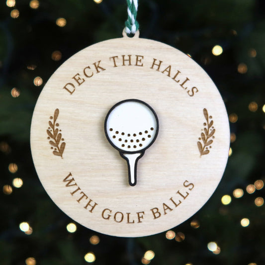 Deck the Halls with Golf Balls Ornament - Holiday Ornaments - Moon Rock Prints