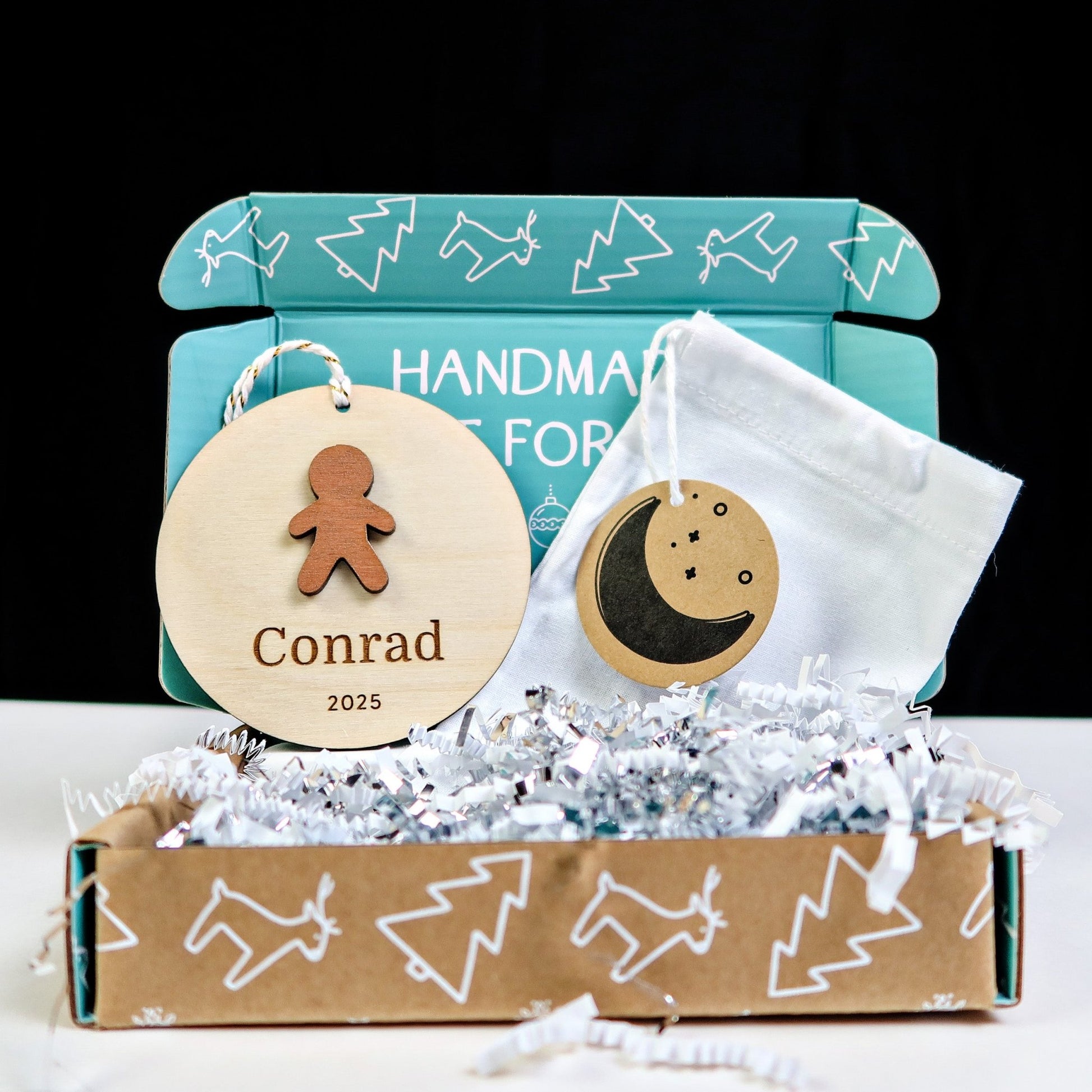 Gingerbread Boy Personalized Ornament - Holiday Ornaments - Moon Rock Prints