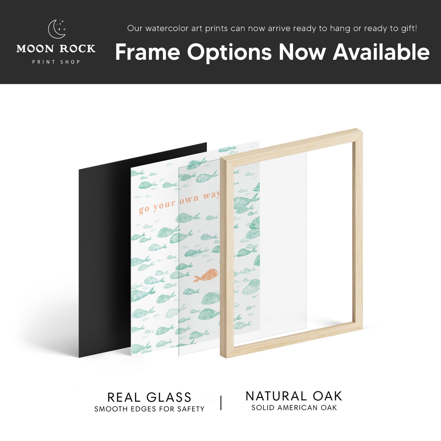 Go Your Own Way Mint Fish Watercolor Print - Art Prints - Moon Rock Prints