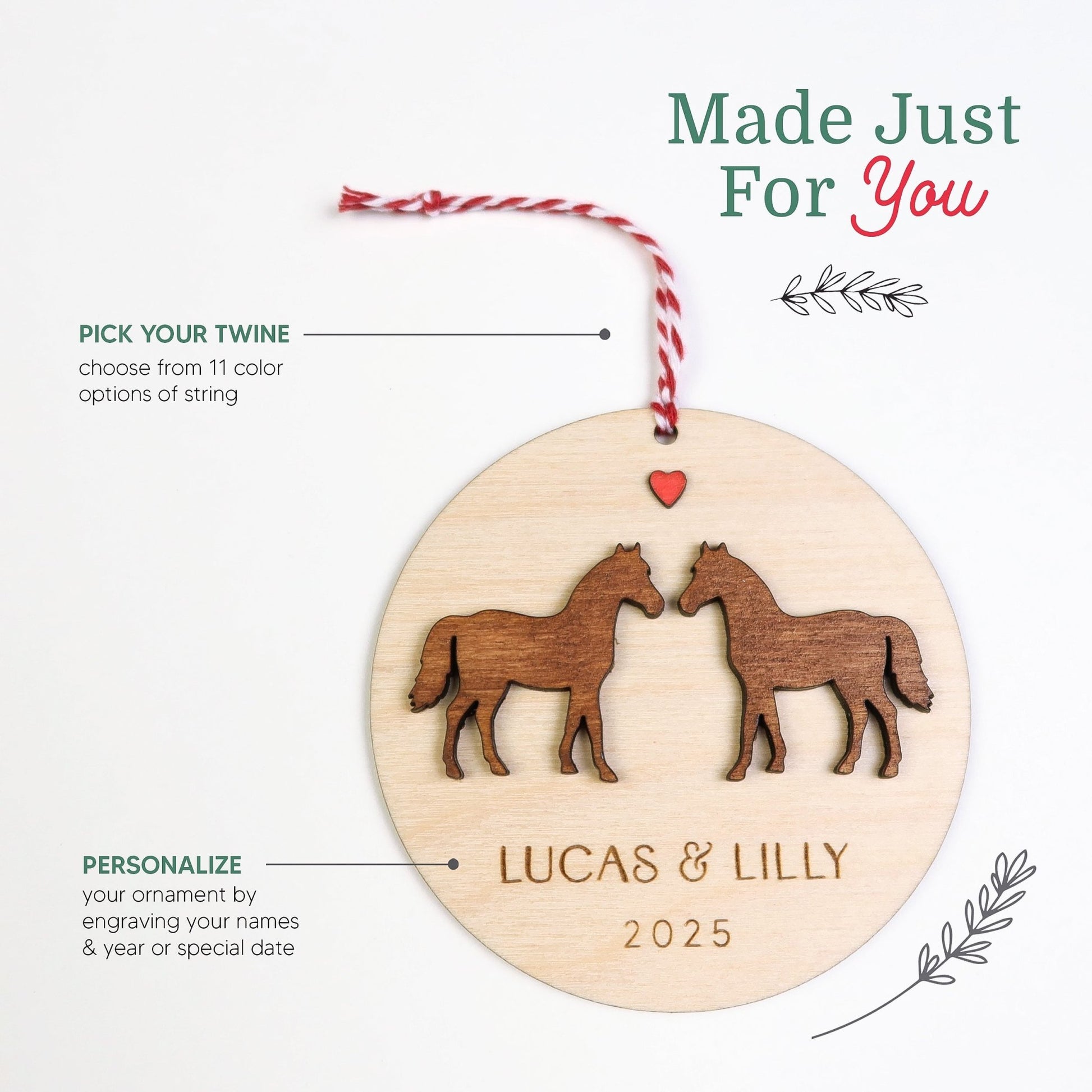 Horse Couple Personalized Ornament - Holiday Ornaments - Moon Rock Prints