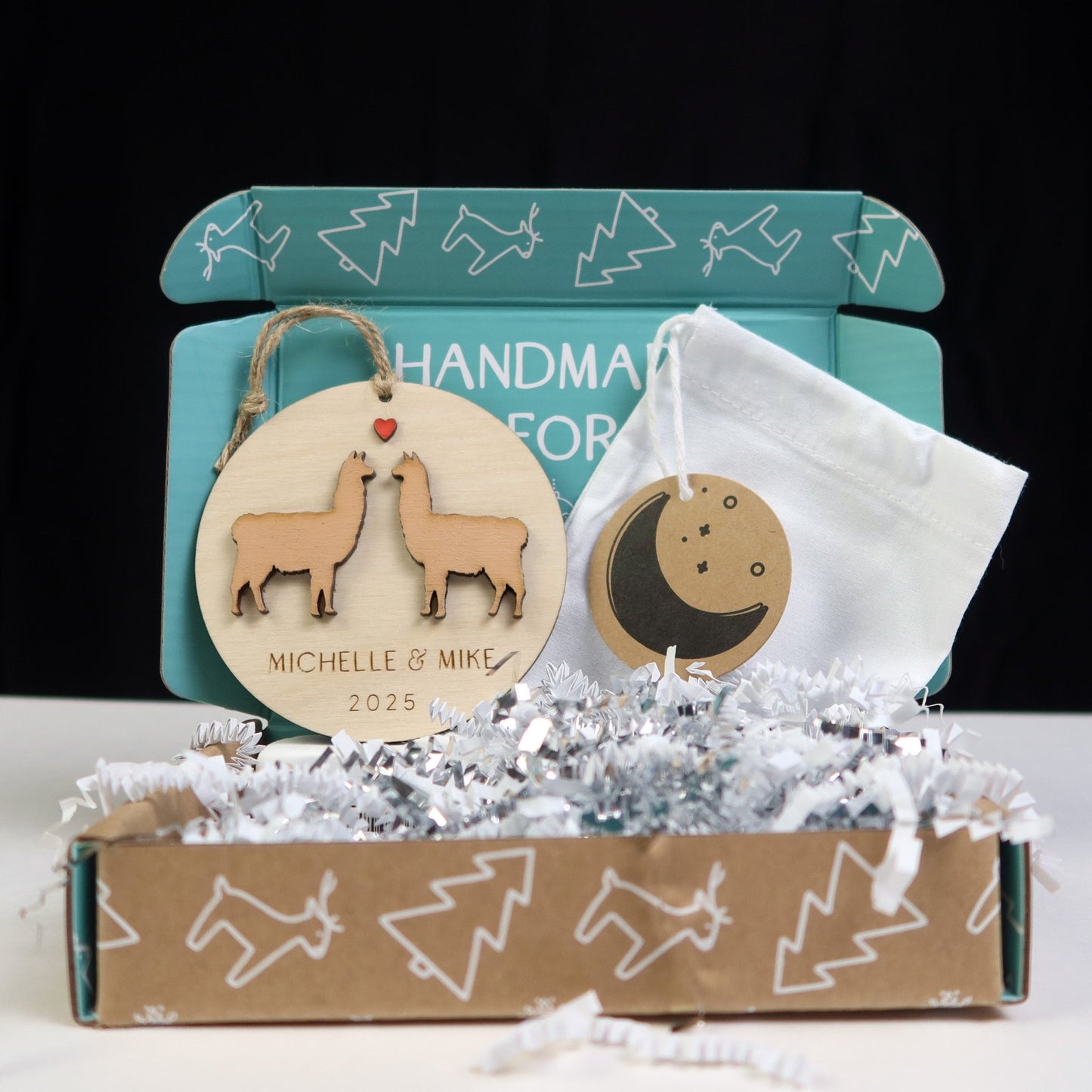 Llama Couple Personalized Ornament - Holiday Ornaments - Moon Rock Prints