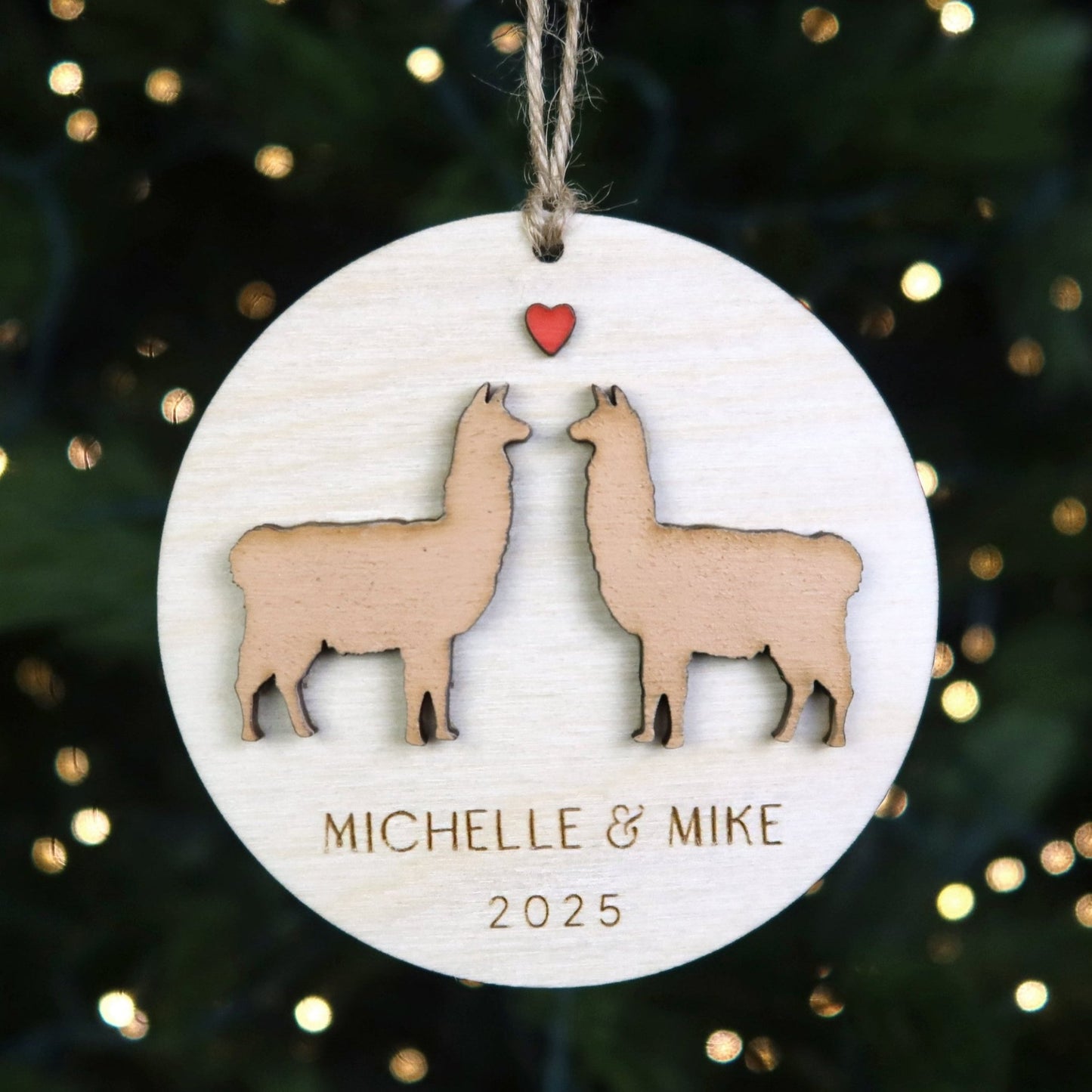 Llama Couple Personalized Ornament - Holiday Ornaments - Moon Rock Prints