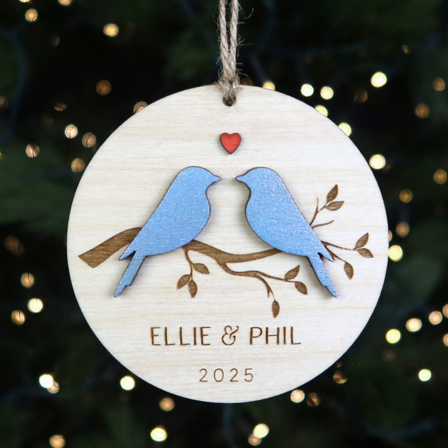 Lovebirds Couple Personalized Ornament - Holiday Ornaments - Moon Rock Prints