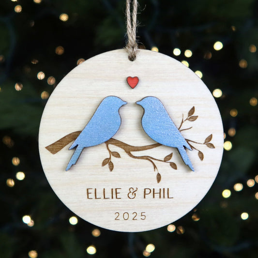 Lovebirds Couple Personalized Ornament - Holiday Ornaments - Moon Rock Prints