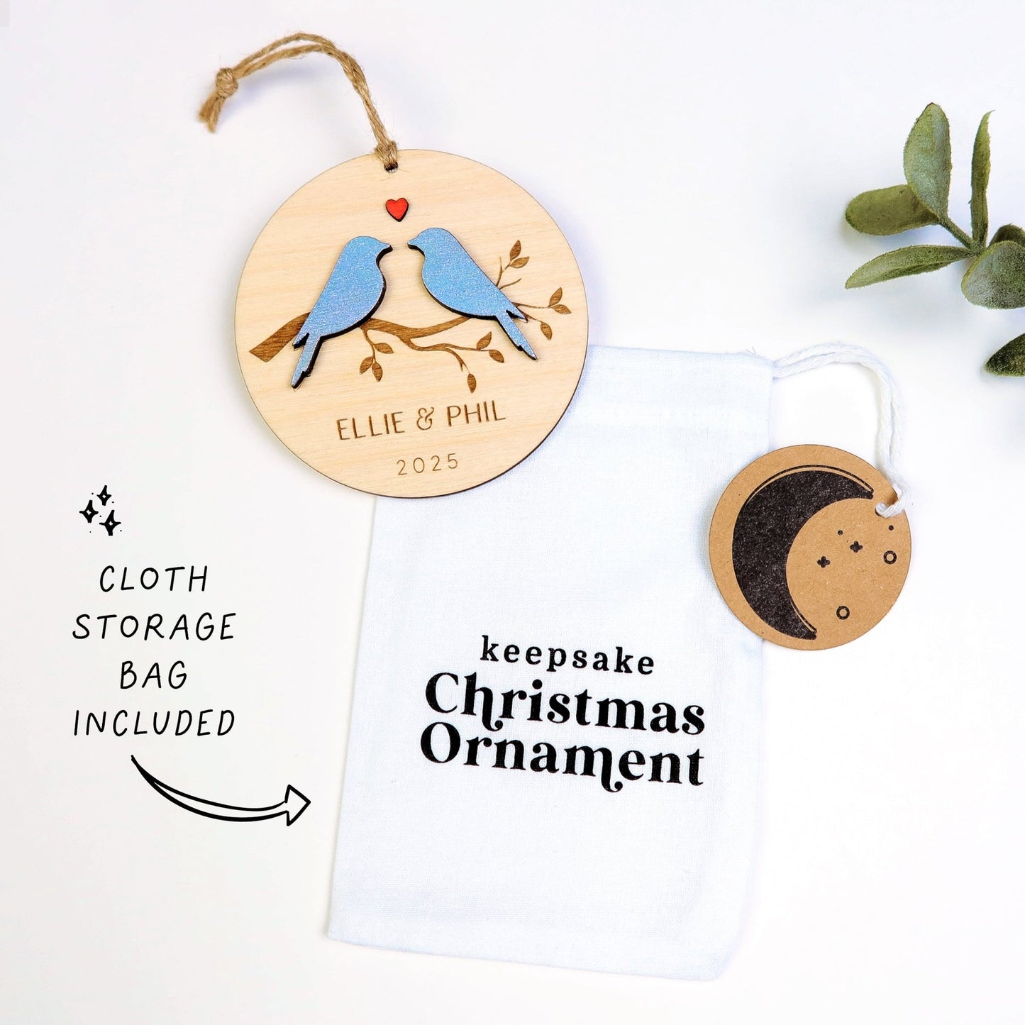 Lovebirds Couple Personalized Ornament - Holiday Ornaments - Moon Rock Prints