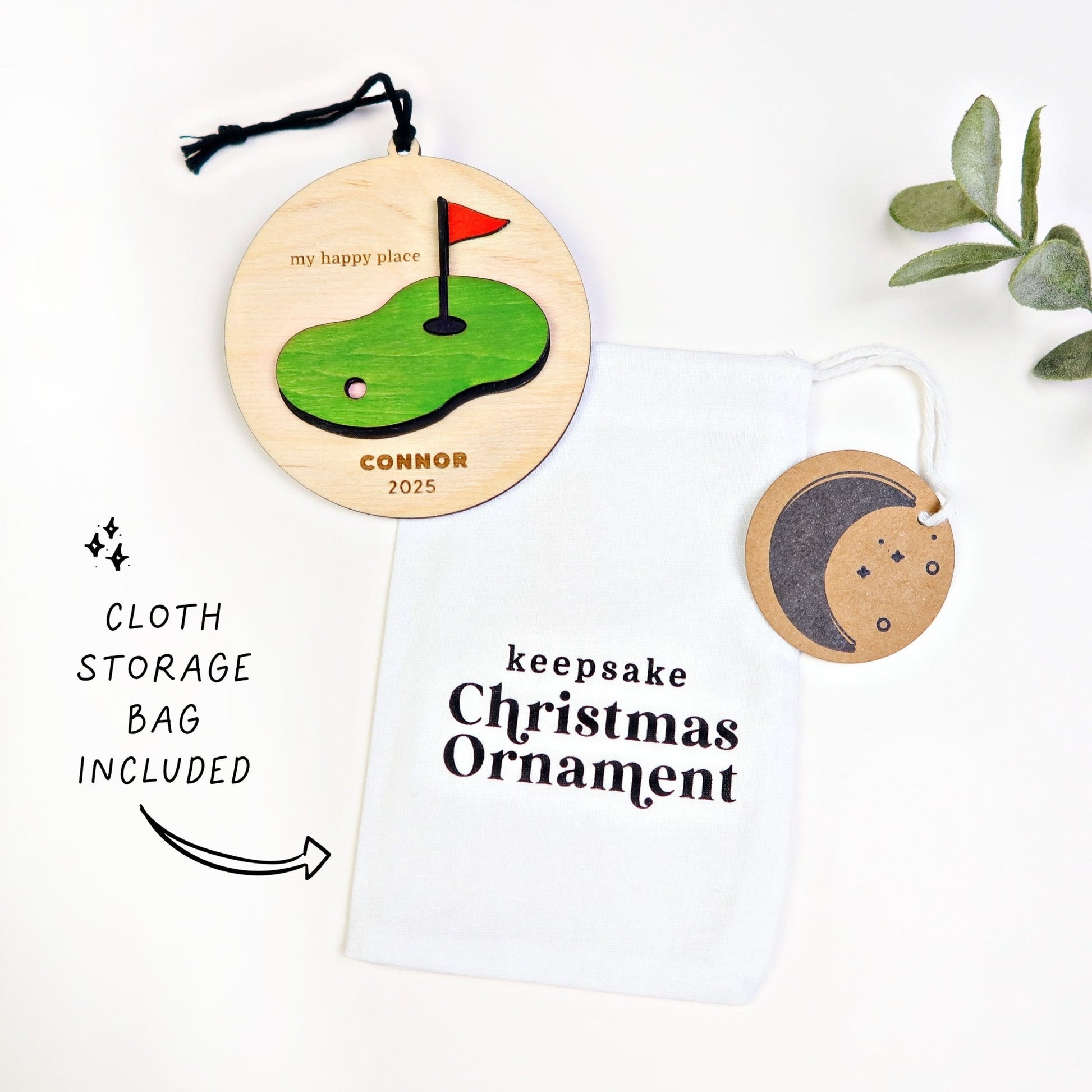 My Happy Place Golf Ornament - Holiday Ornaments - Moon Rock Prints