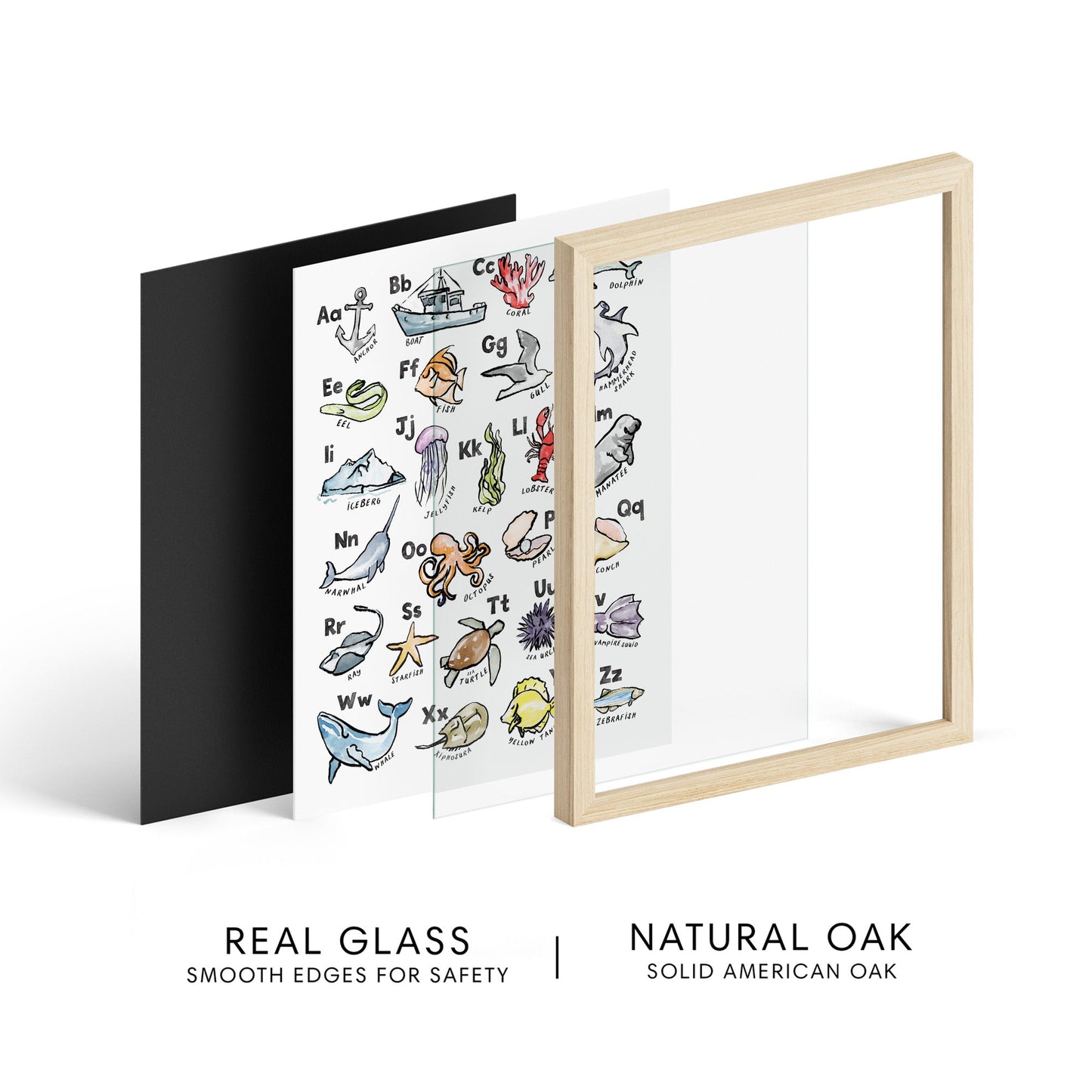 Ocean ABC Watercolor Art Print - Art Prints - Moon Rock Prints