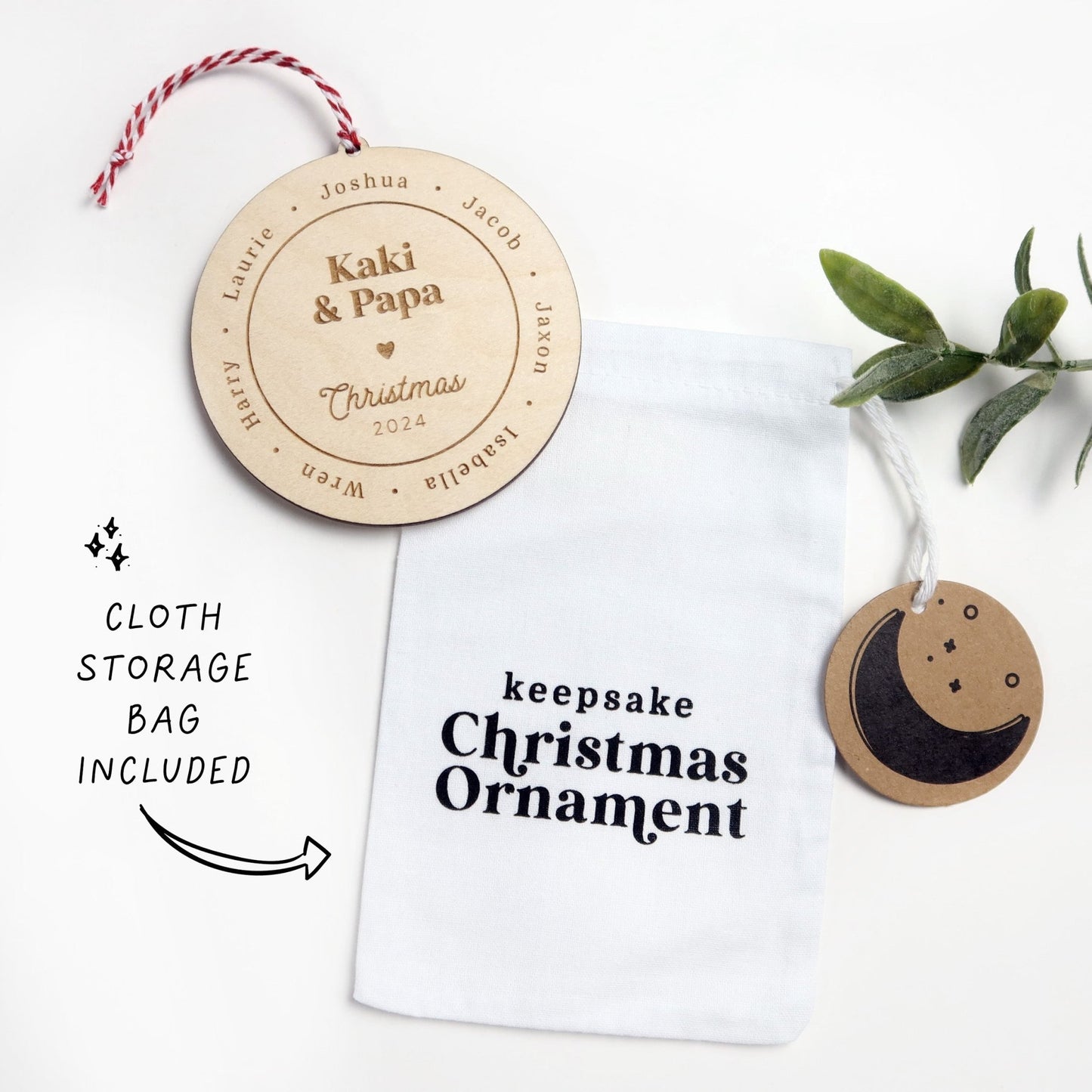 Personalized Grandparents Christmas Ornament with Grandchildren Names - Holiday Ornaments - Moon Rock Prints