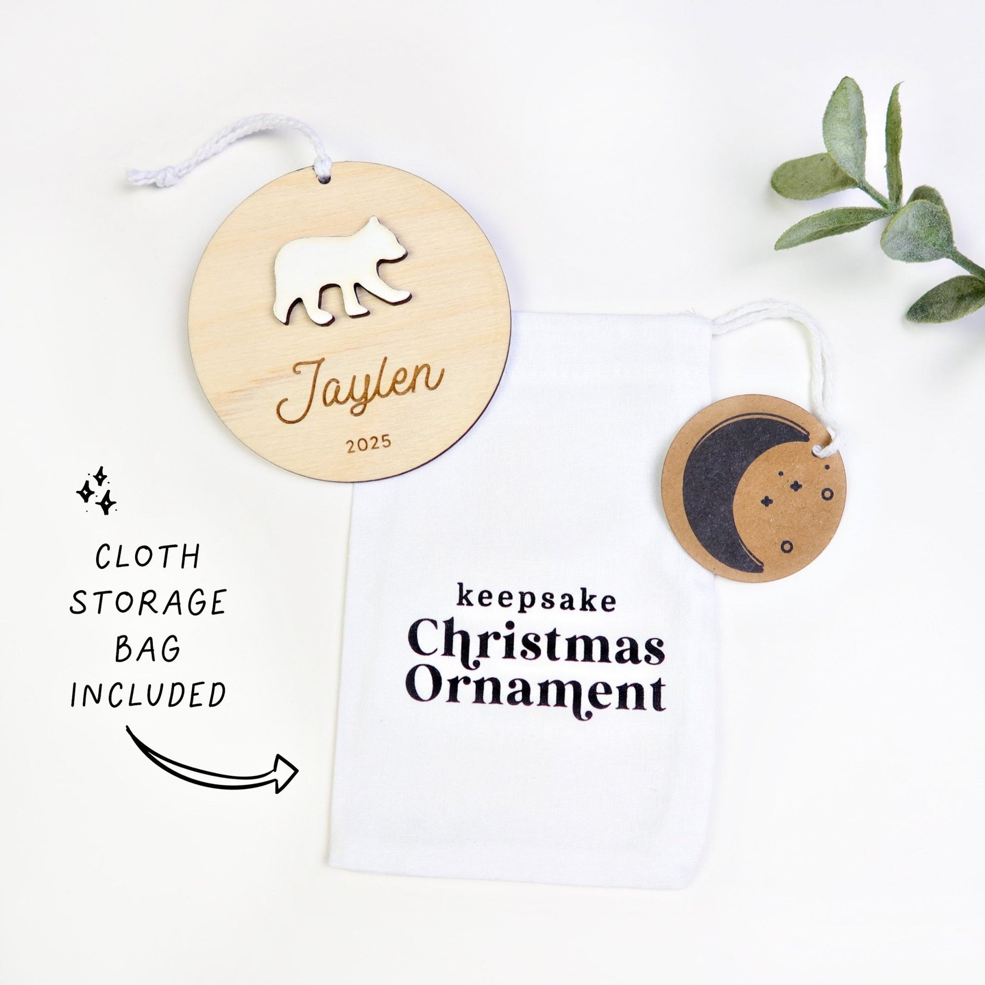 Polar Bear Personalized Ornament - Holiday Ornaments - Moon Rock Prints