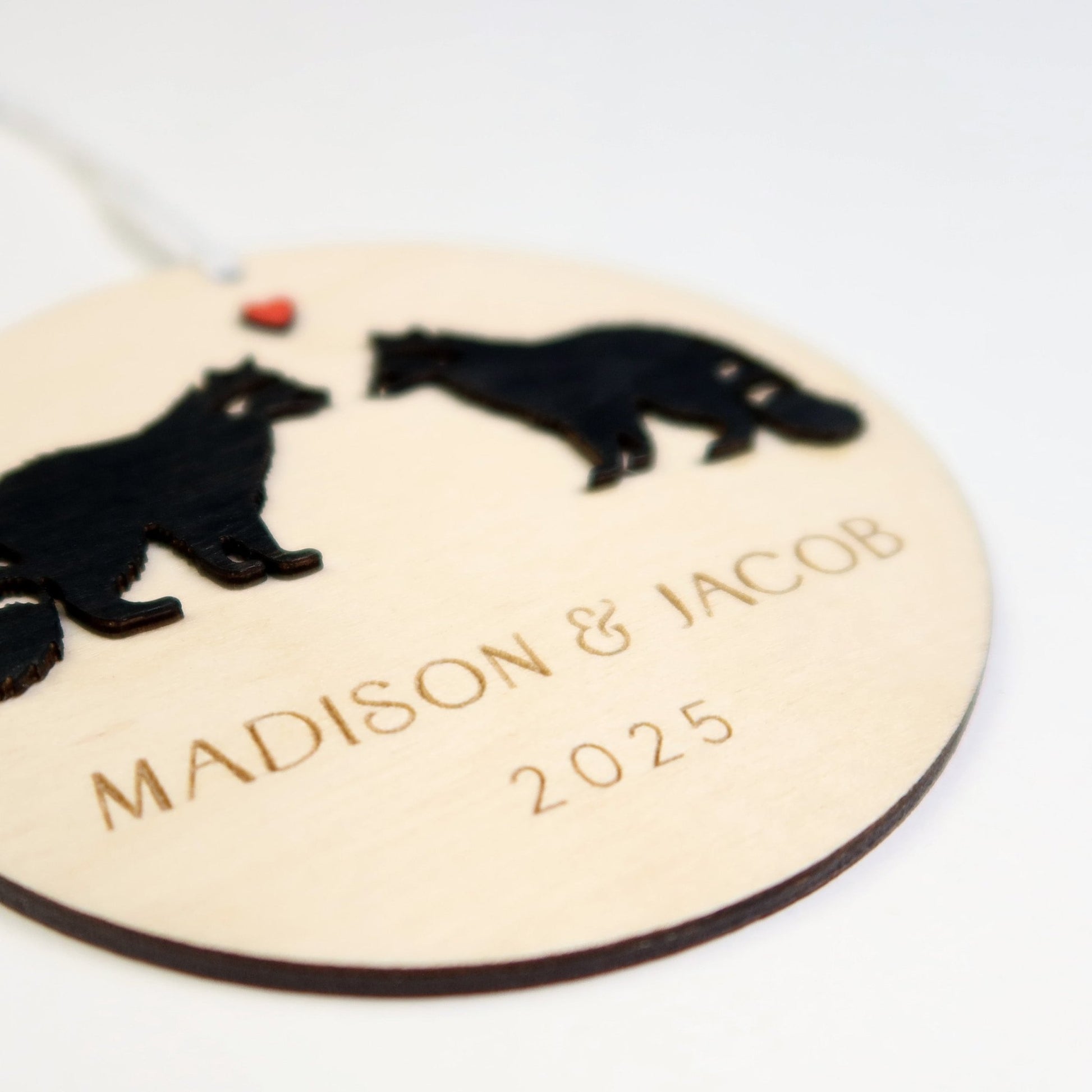 Raccoon Couple Personalized Ornament - Holiday Ornaments - Moon Rock Prints