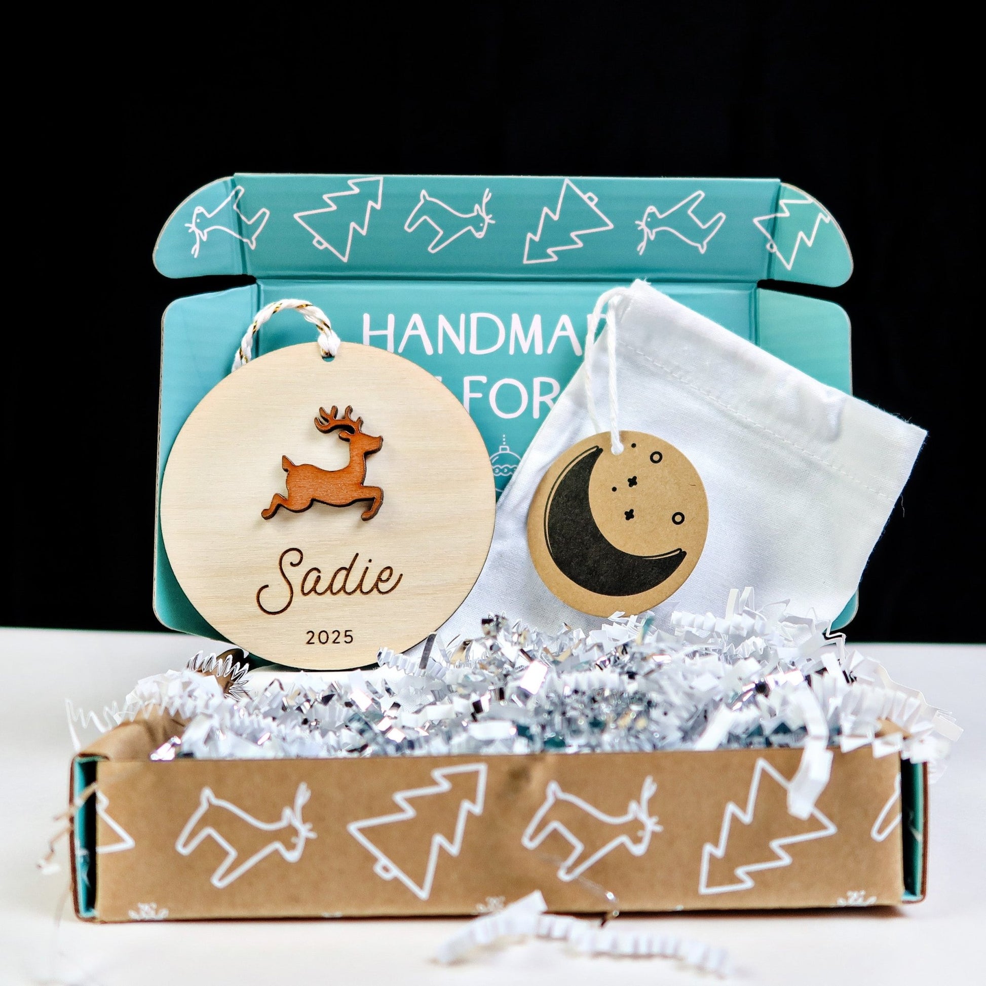 Reindeer Personalized Ornament - Holiday Ornaments - Moon Rock Prints