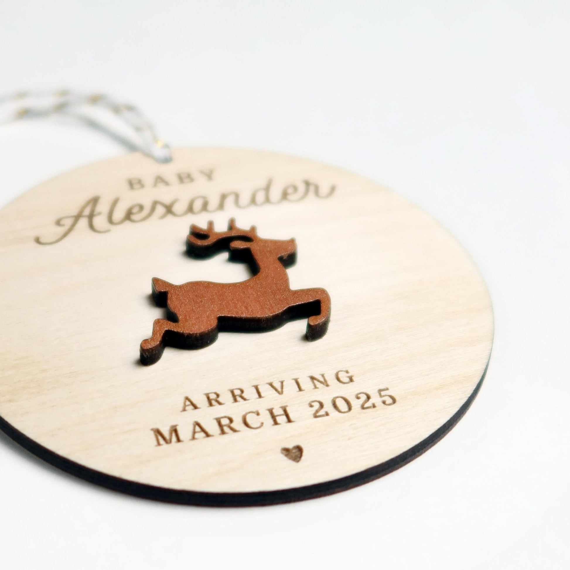 Reindeer Pregnancy Announcement Ornament - Holiday Ornaments - Moon Rock Prints
