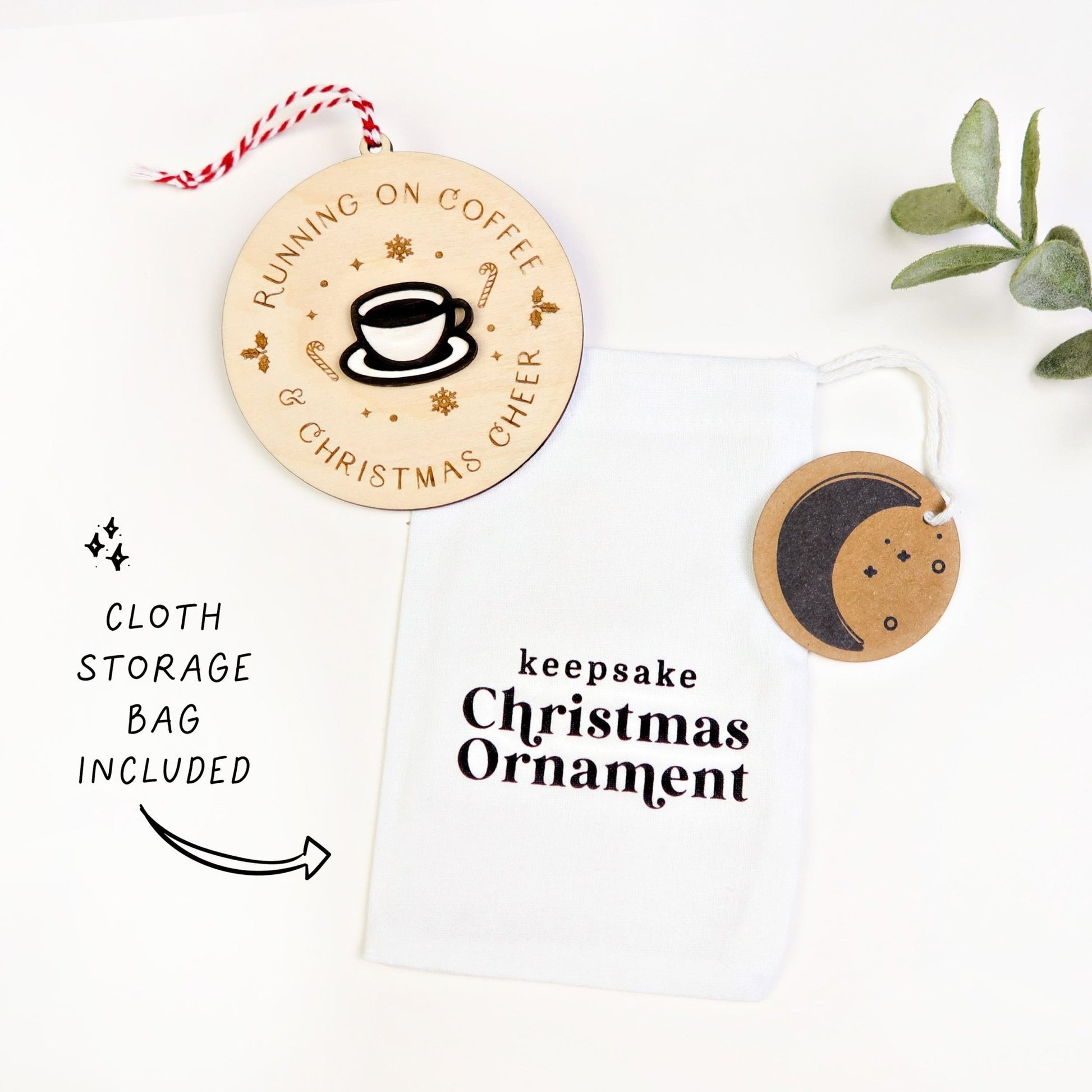 Running on Coffee and Christmas Cheer Ornament - Holiday Ornaments - Moon Rock Prints