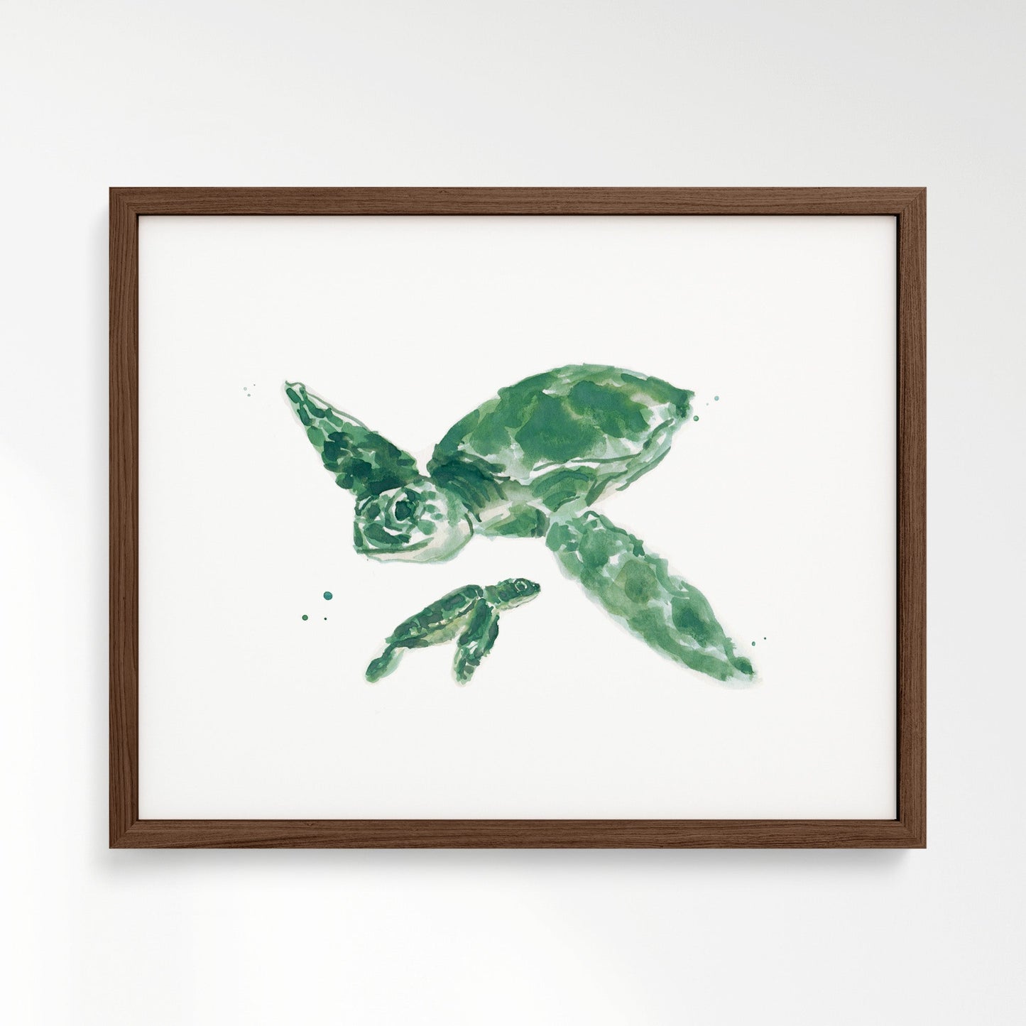 Sea Turtle and Baby Sea Turtle Watercolor Art Print - Art Prints - Moon Rock Prints