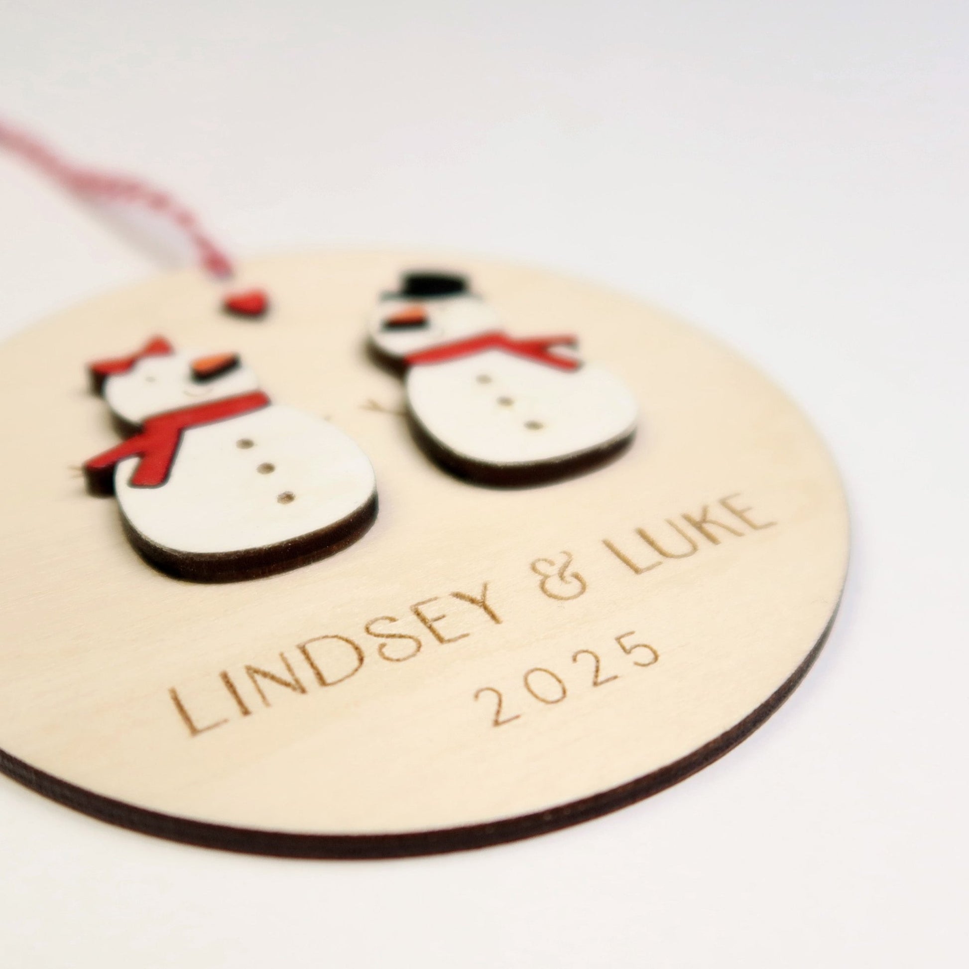 Snow Couple Personalized Ornament - Holiday Ornaments - Moon Rock Prints