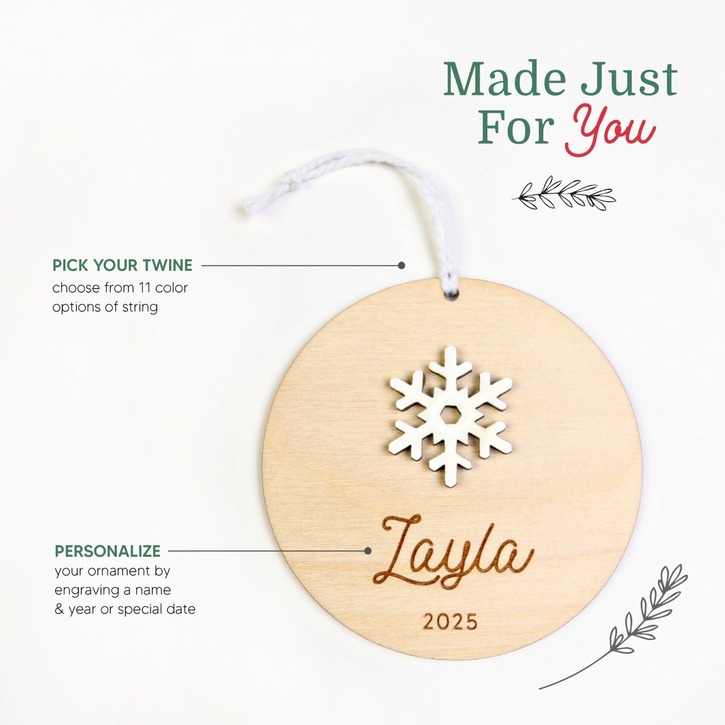 Snowflake Personalized Ornament - Holiday Ornaments - Moon Rock Prints