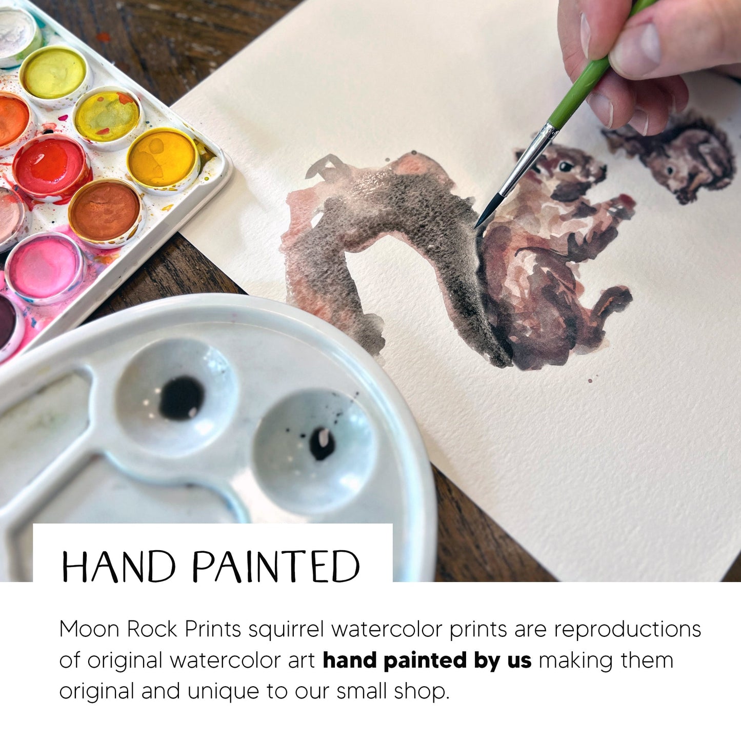 Squirrel and Baby Squirrel Woodland Animal Watercolor Art Print - Art Prints - Moon Rock Prints