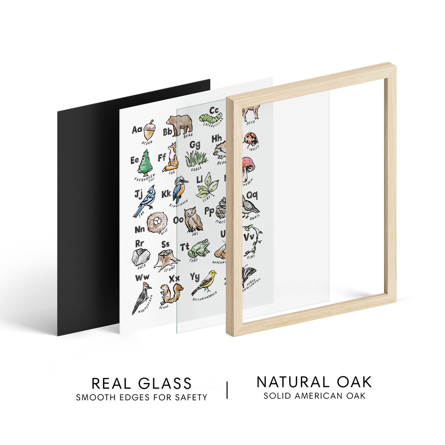 Woodland ABC Watercolor Art Print - Art Prints - Moon Rock Prints