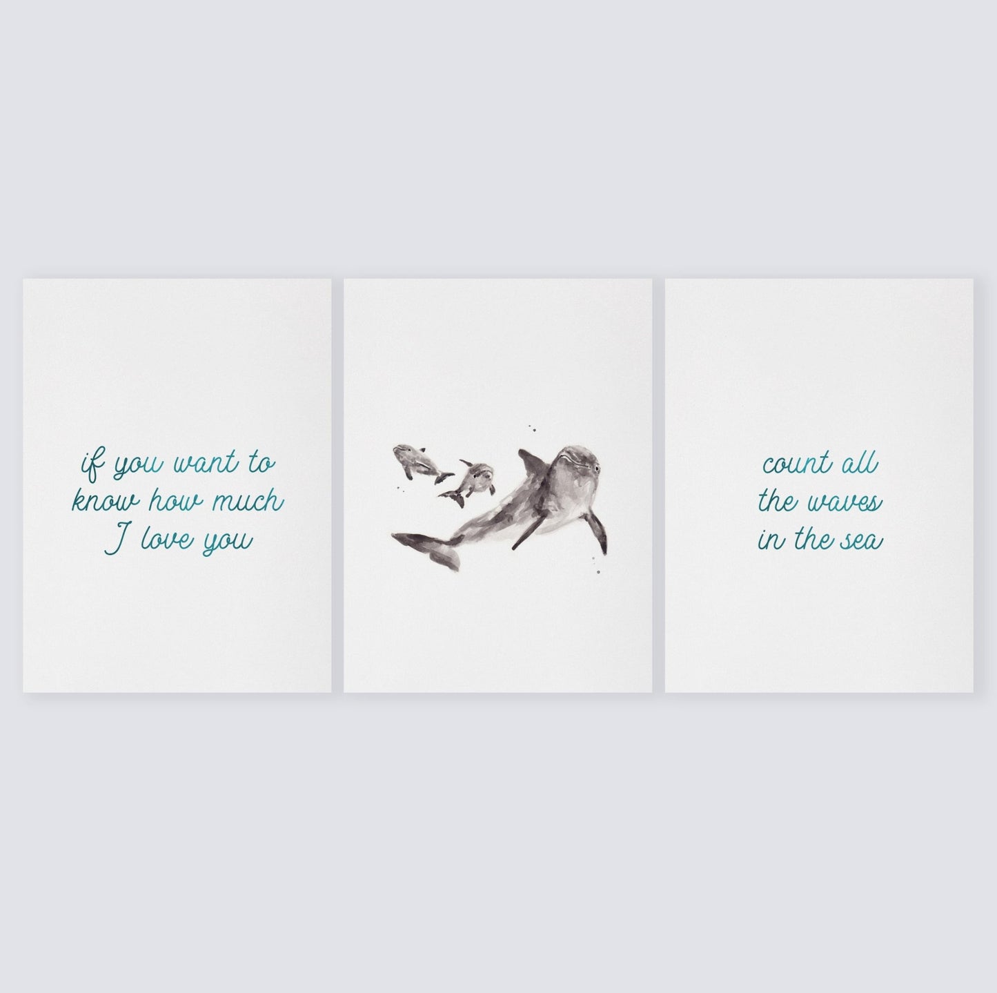 Count All The Waves 3 Print Set: Dolphins - Art Prints - Moon Rock Prints