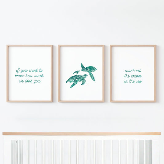 Count All The Waves 3 Print Set: Sea Turtles - Art Prints - Moon Rock Prints