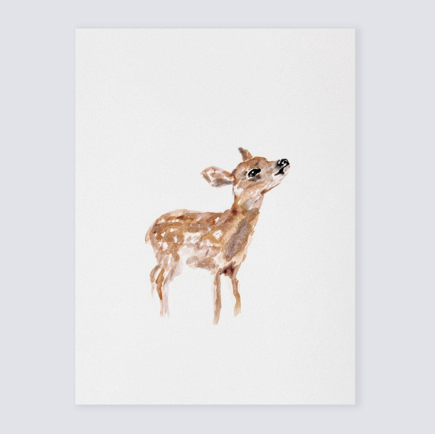 Baby Deer (Fawn) Woodland Animal Watercolor Art Print for Woodland Nursery by Moon Rock Prints