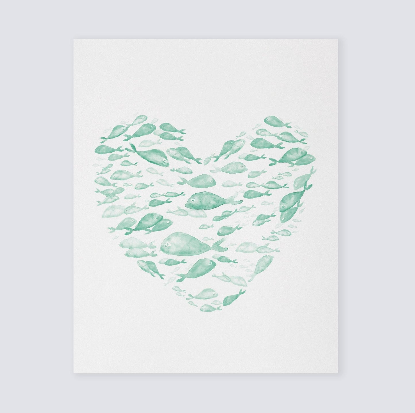 Fish Heart Watercolor Print - Art Prints - Moon Rock Prints