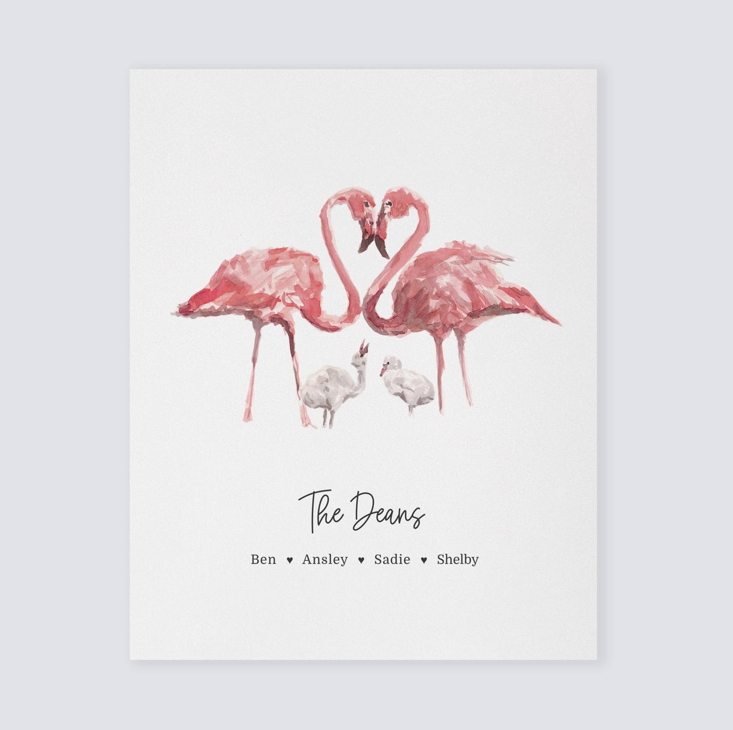 Flamingo Family Personalized Print - Art Prints - Moon Rock Prints