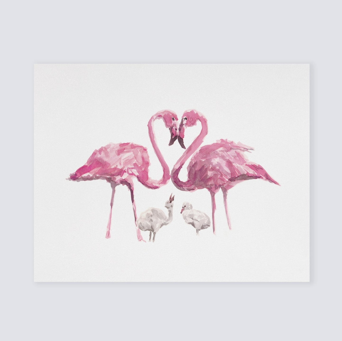 Flamingo Family Watercolor Print - Art Prints - Moon Rock Prints
