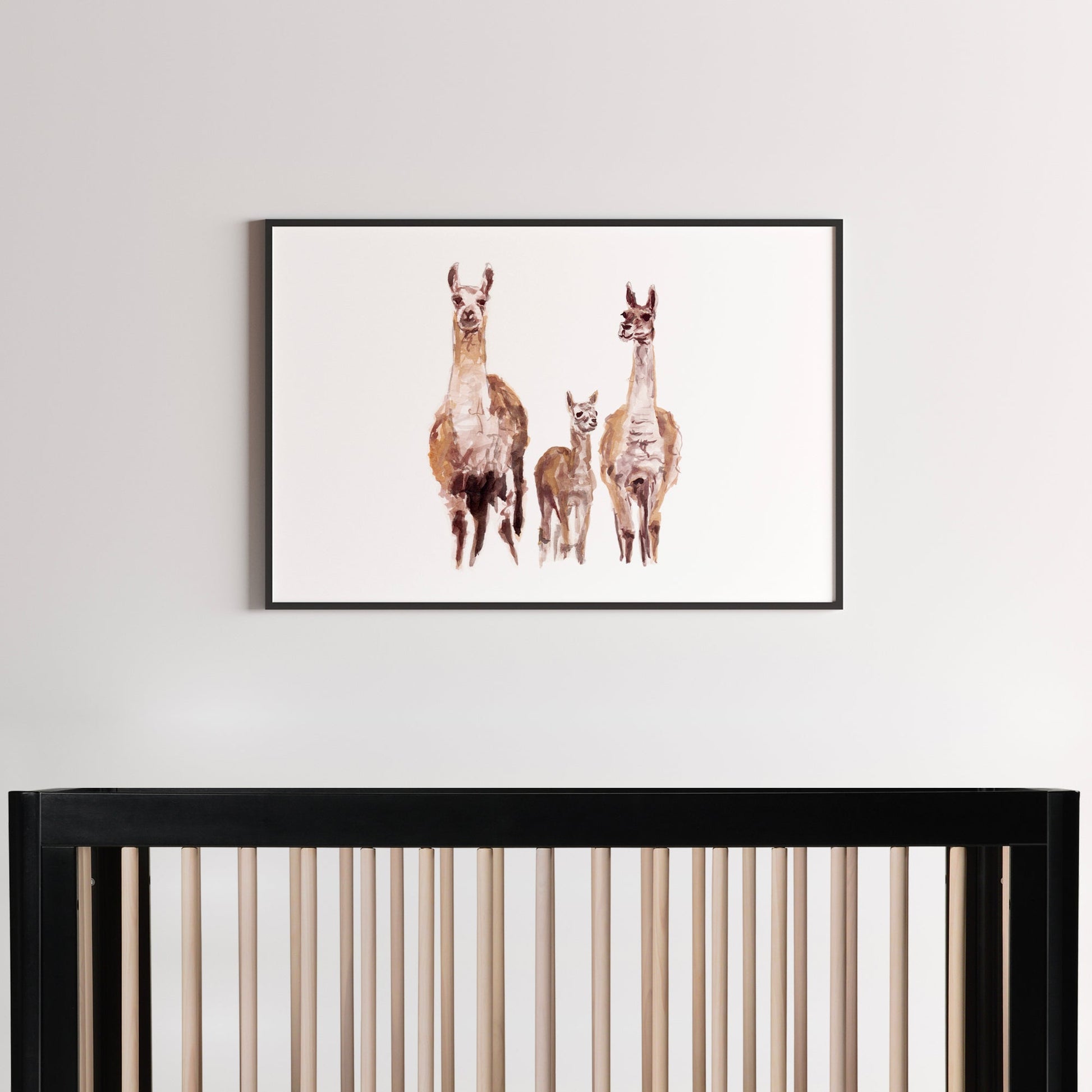 Llama Family Watercolor Print - Art Prints - Moon Rock Prints