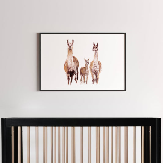 Llama Family Watercolor Print - Art Prints - Moon Rock Prints