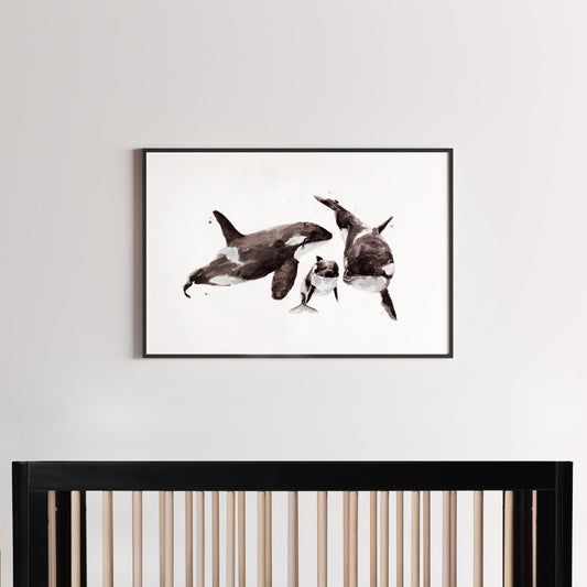 Orca Watercolor Print Orca Nursery Art Ocean Animal Print