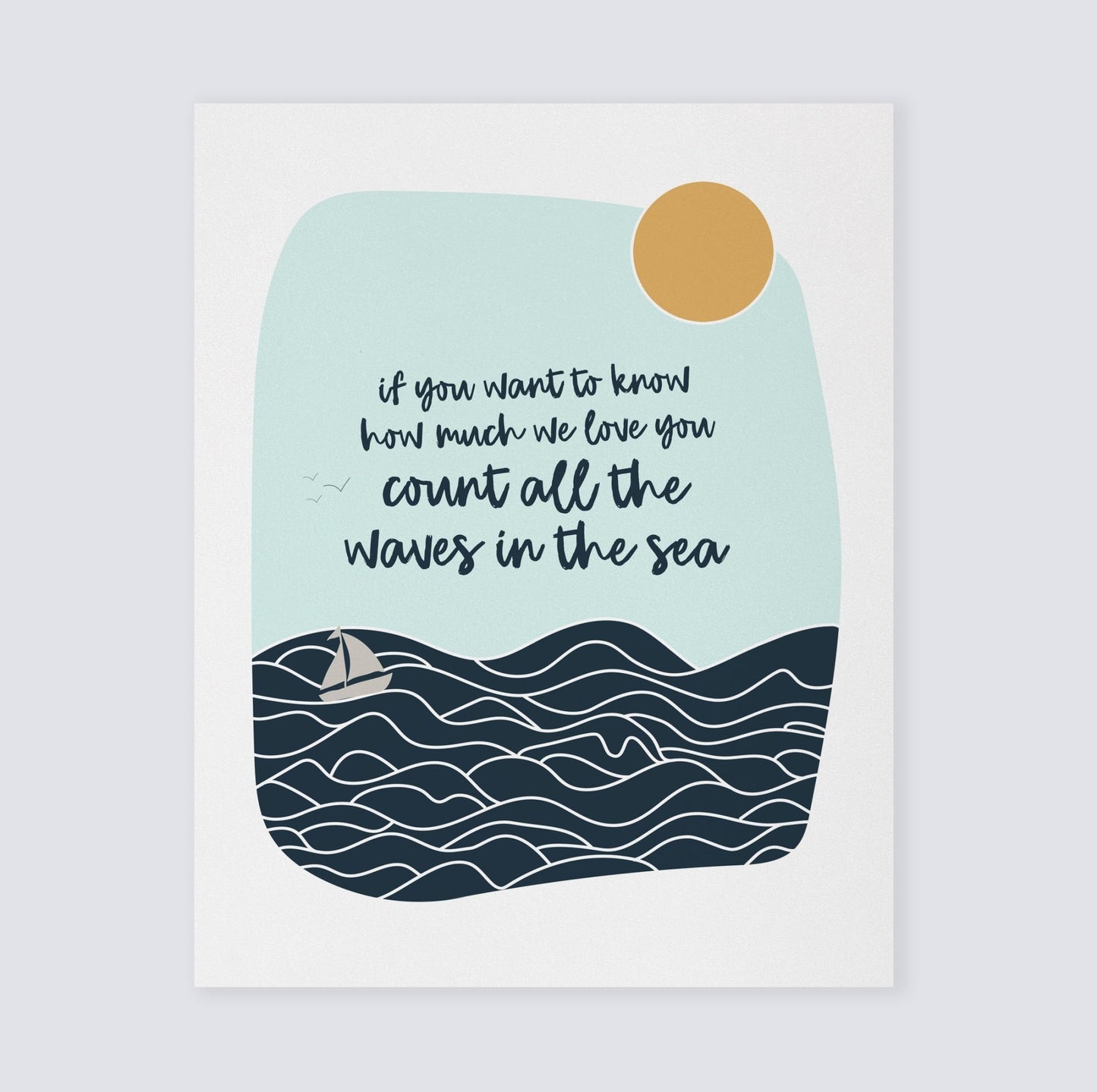Sailboat: Count all the Waves Print - Nautical Nursery Art Prints - Moon Rock Prints