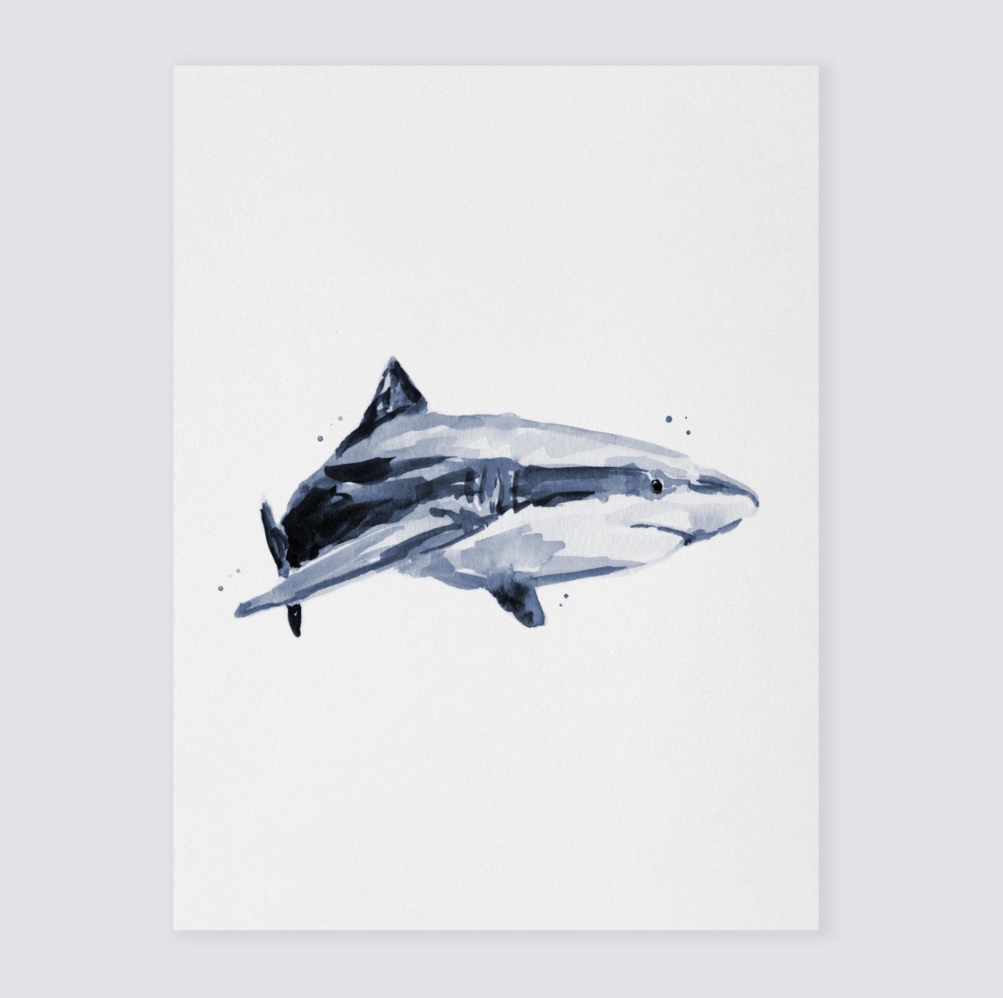 Shark Watercolor Print for Under the Sea Nursery Decor