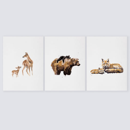 Products Woodland Animals Watercolor Prints Set of 3