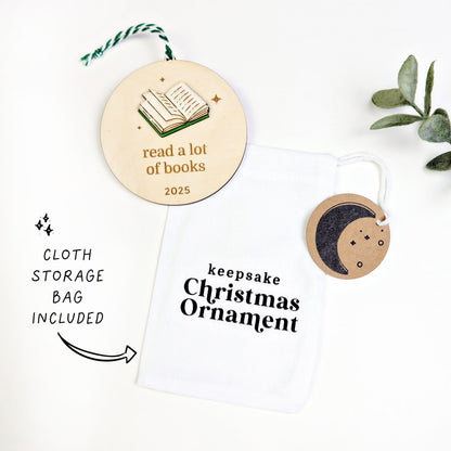Wood Engraved Walking Goal Keepsake Christmas Ornament 2025 handmade by Moon Rock Prints includes cloth ornament storage bag