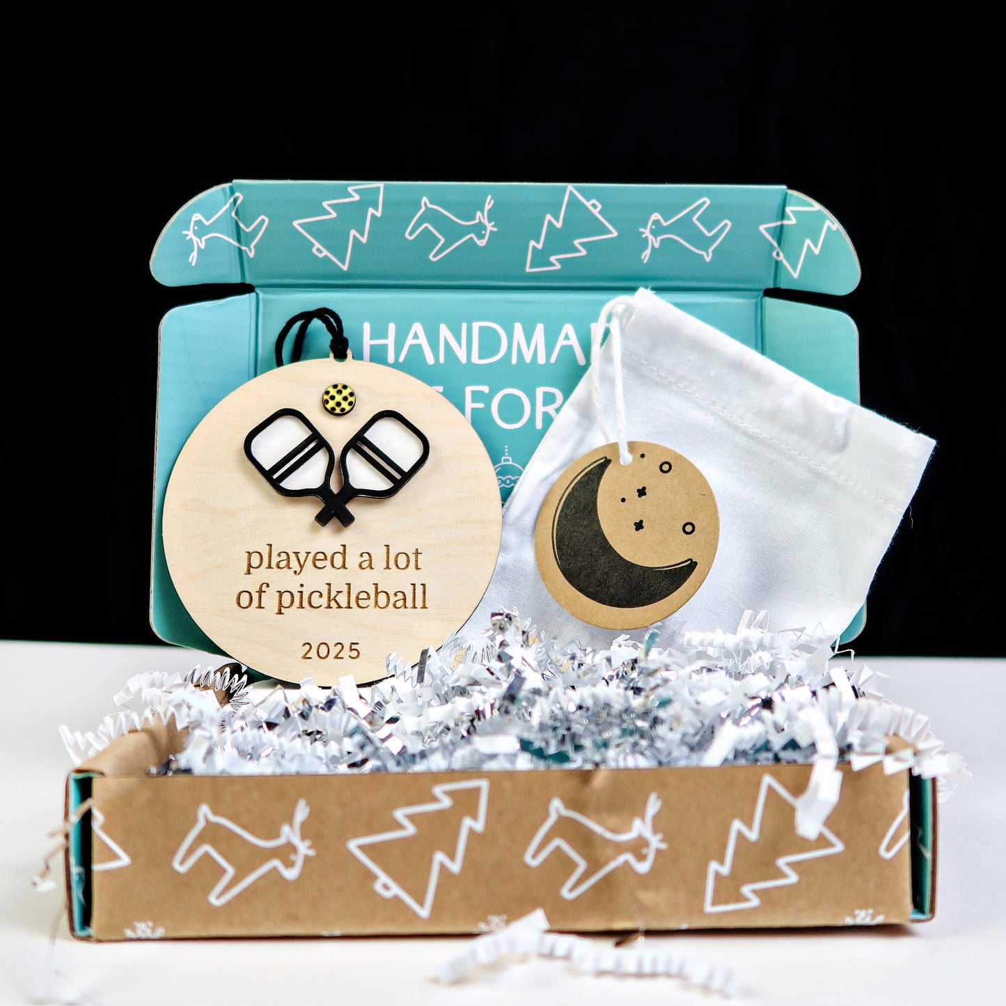 Wood Engraved Played A Lot of Pickleball Christmas Ornament 2025 handmade by Moon Rock Prints comes in cute packaging gift box