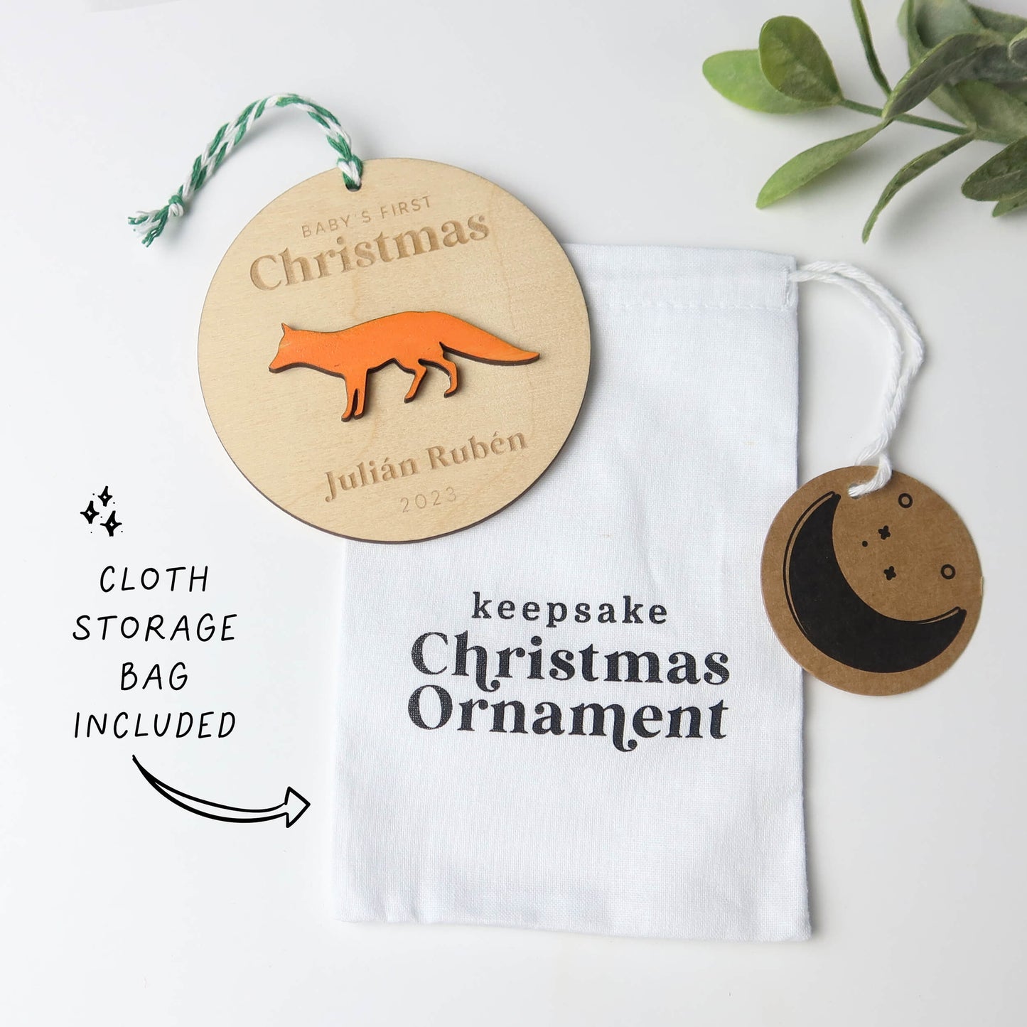 Fox Baby's First Christmas Ornament Personalized