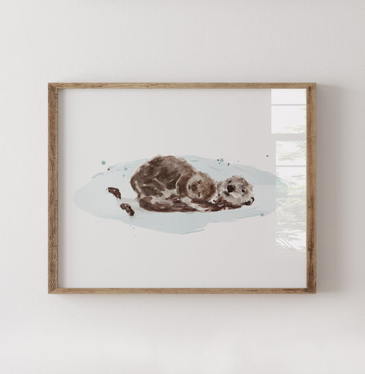 Otters Watercolor Print