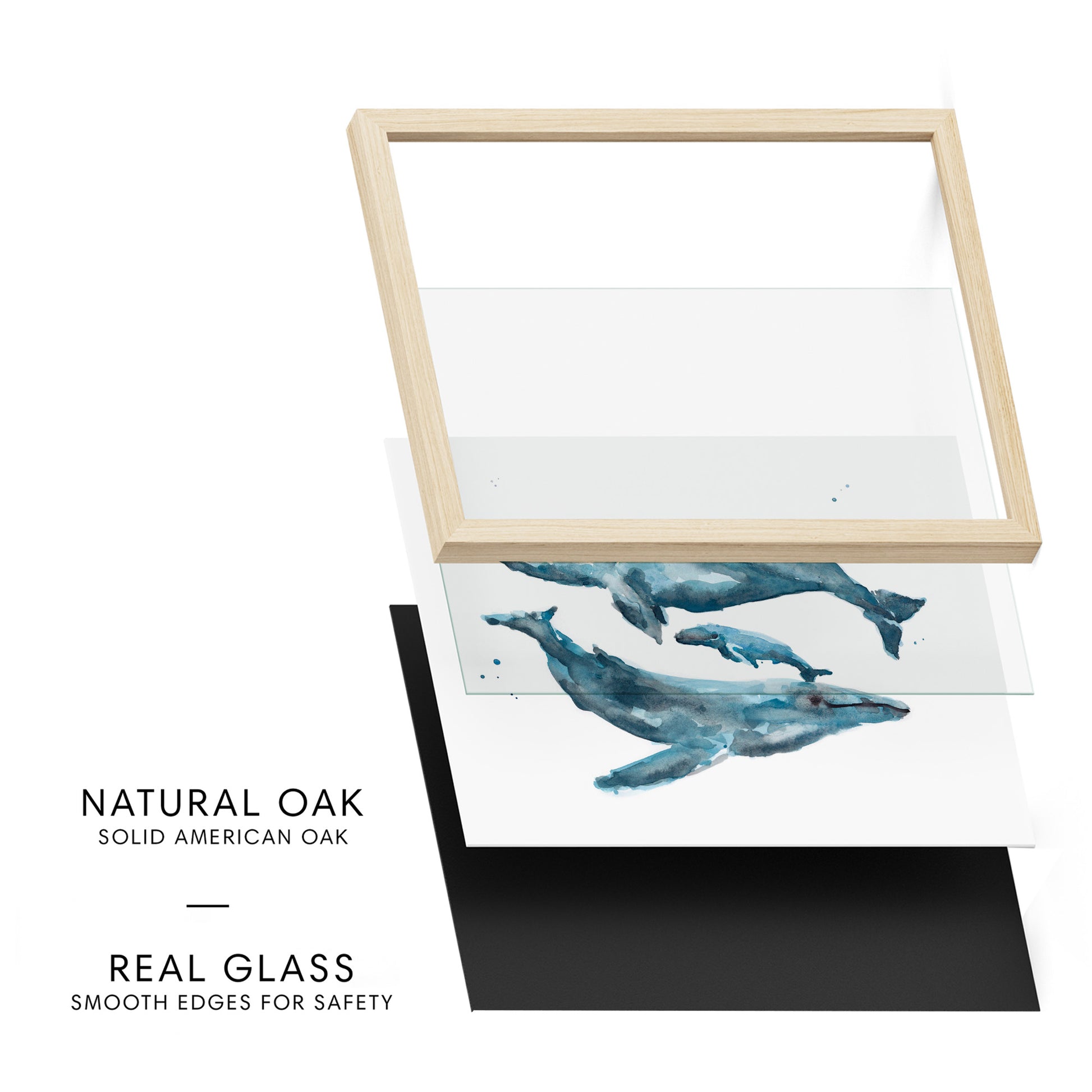 Whale Family of 3 Watercolor Art Print – Ocean Animal Nursery Wall Decor, Nautical Whale Family Art, Under the Sea Kids Room Art