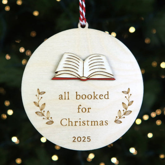 All Booked For Christmas Ornament - Holiday Ornaments - Moon Rock Prints
