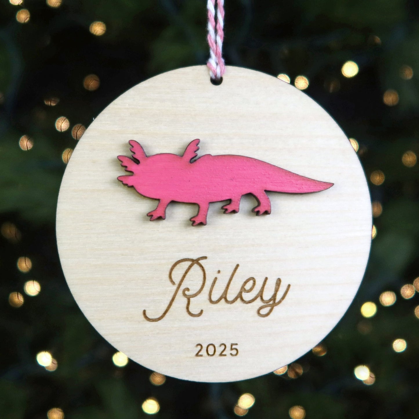 Axolotl Personalized Ornament - Holiday Ornaments - Moon Rock Prints