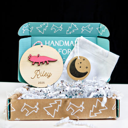 Axolotl Personalized Ornament - Holiday Ornaments - Moon Rock Prints