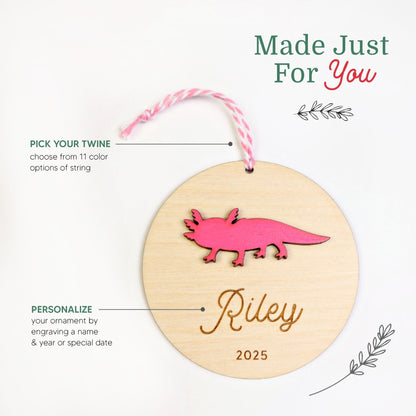 Axolotl Personalized Ornament - Holiday Ornaments - Moon Rock Prints